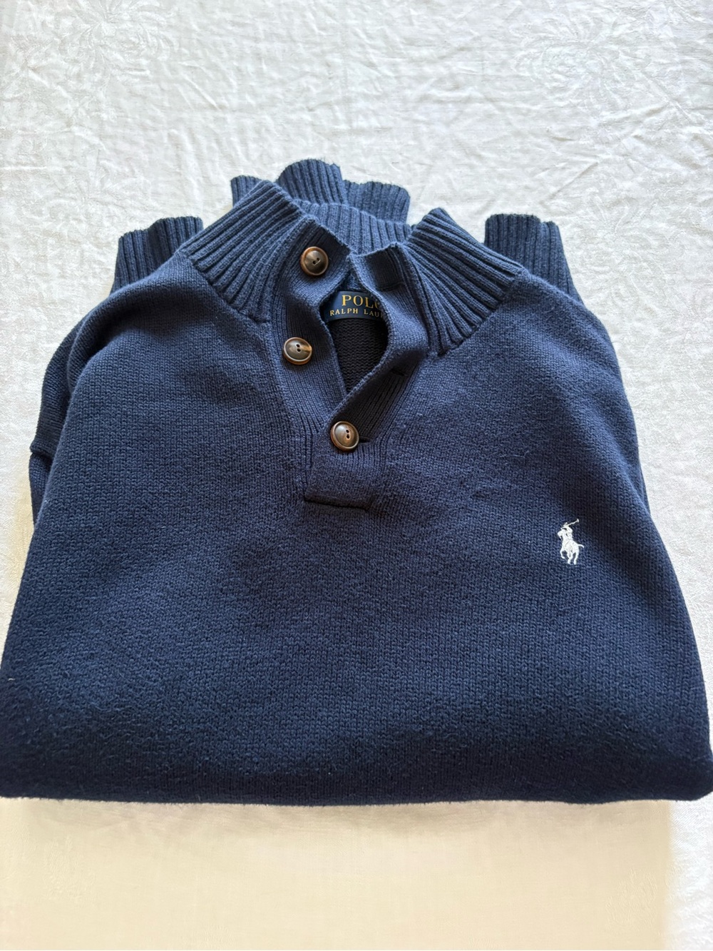Polo Ralph Lauren Navy Button Mock Sweater